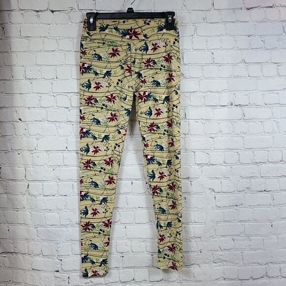 LuLaRoe One Size (2-10) So Soft Legging Tan Floral - Picture 2 of 8